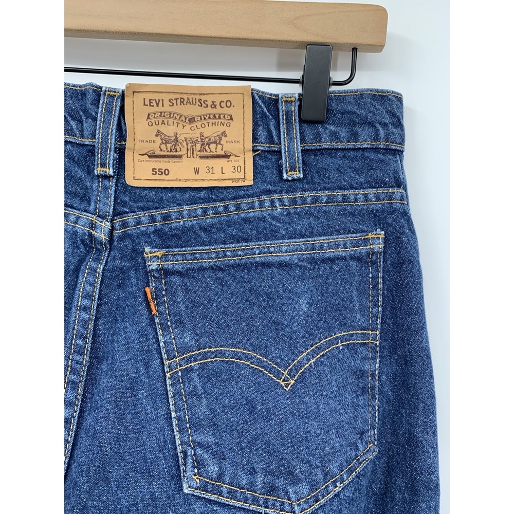 Vintage Levis 550 Jeans Mens 31x30 Blue Orange Tab Relaxed Straight Dark Wash